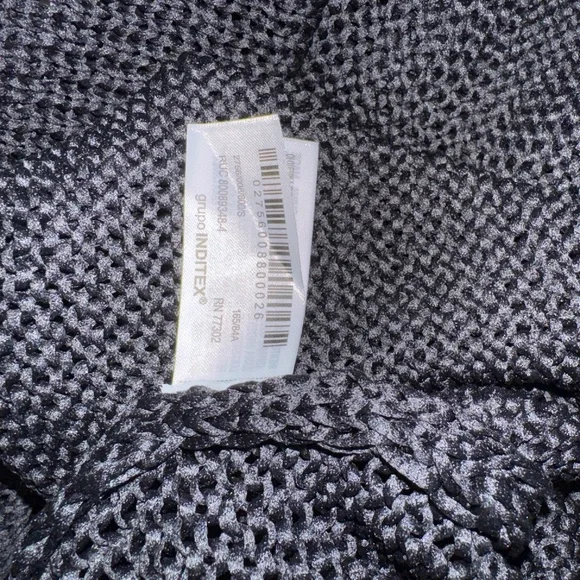 ZARA Sweater Chunky TEXTURED MESH KNIT LONG SLEEVE TOP Sheen Black S - Picture 6 of 6